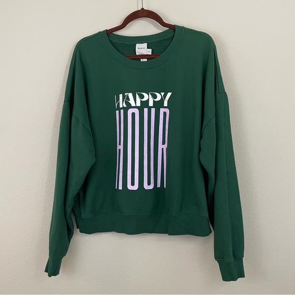 Anthropologie Maeve x Jordan Nickson Green Happy Hour Sweatshirt Size XL - Picture 3 of 10